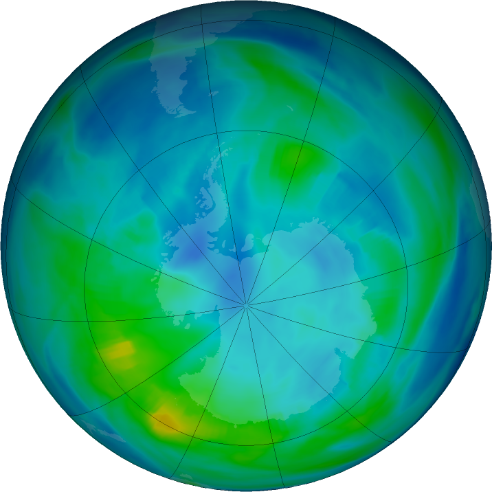 Antarctic ozone map for 04 May 2021